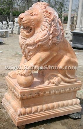 Marble outdoor lion statue