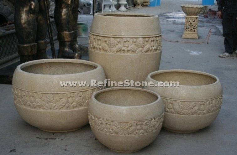 Yellow granite flowerpot Set