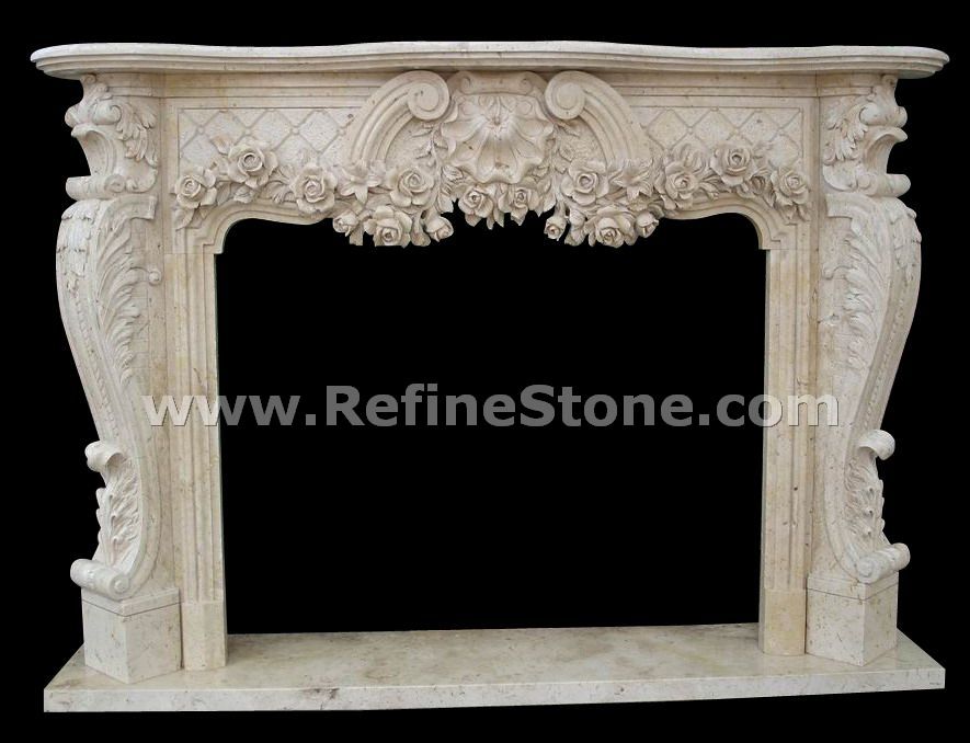 Fireplace with flower carving