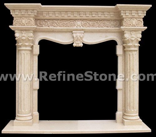 Fireplace design , mantel carving stone ,