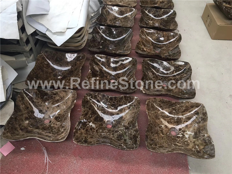 Dark Emperador marble sink