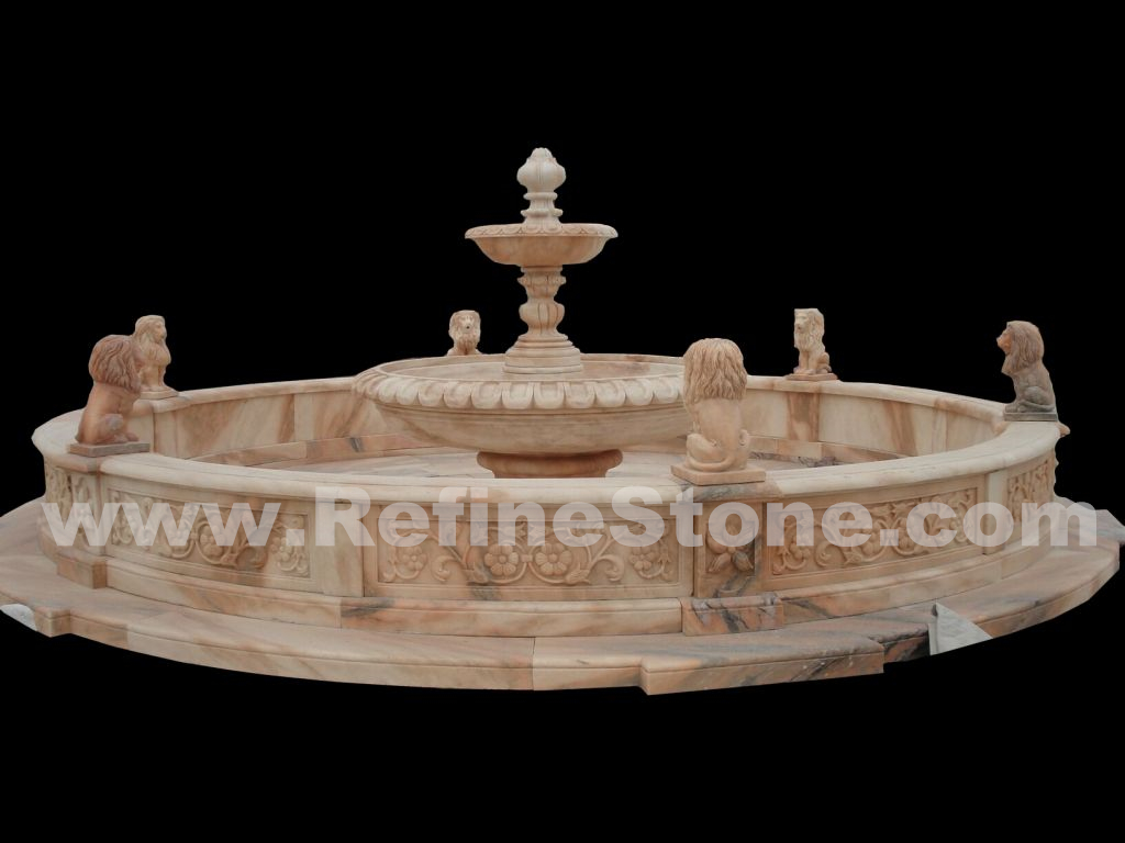 Sunset red marble fountain