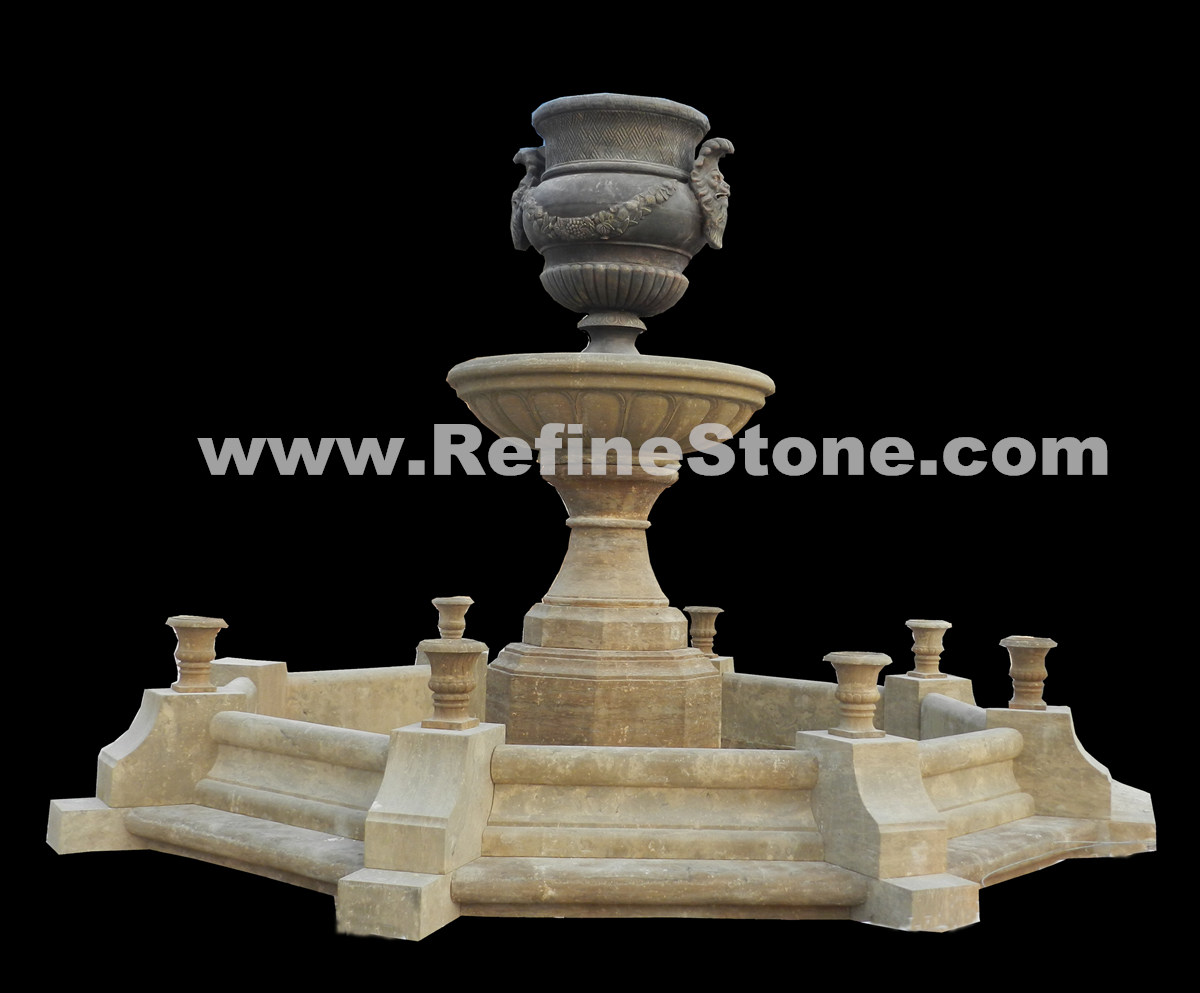 yellow limestone fountain