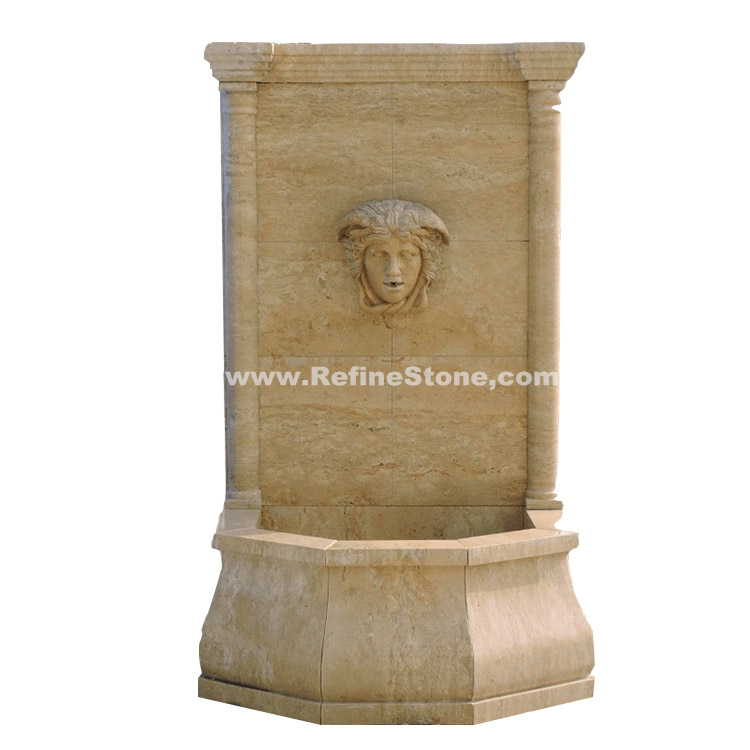 Beige Travertine wall fountain