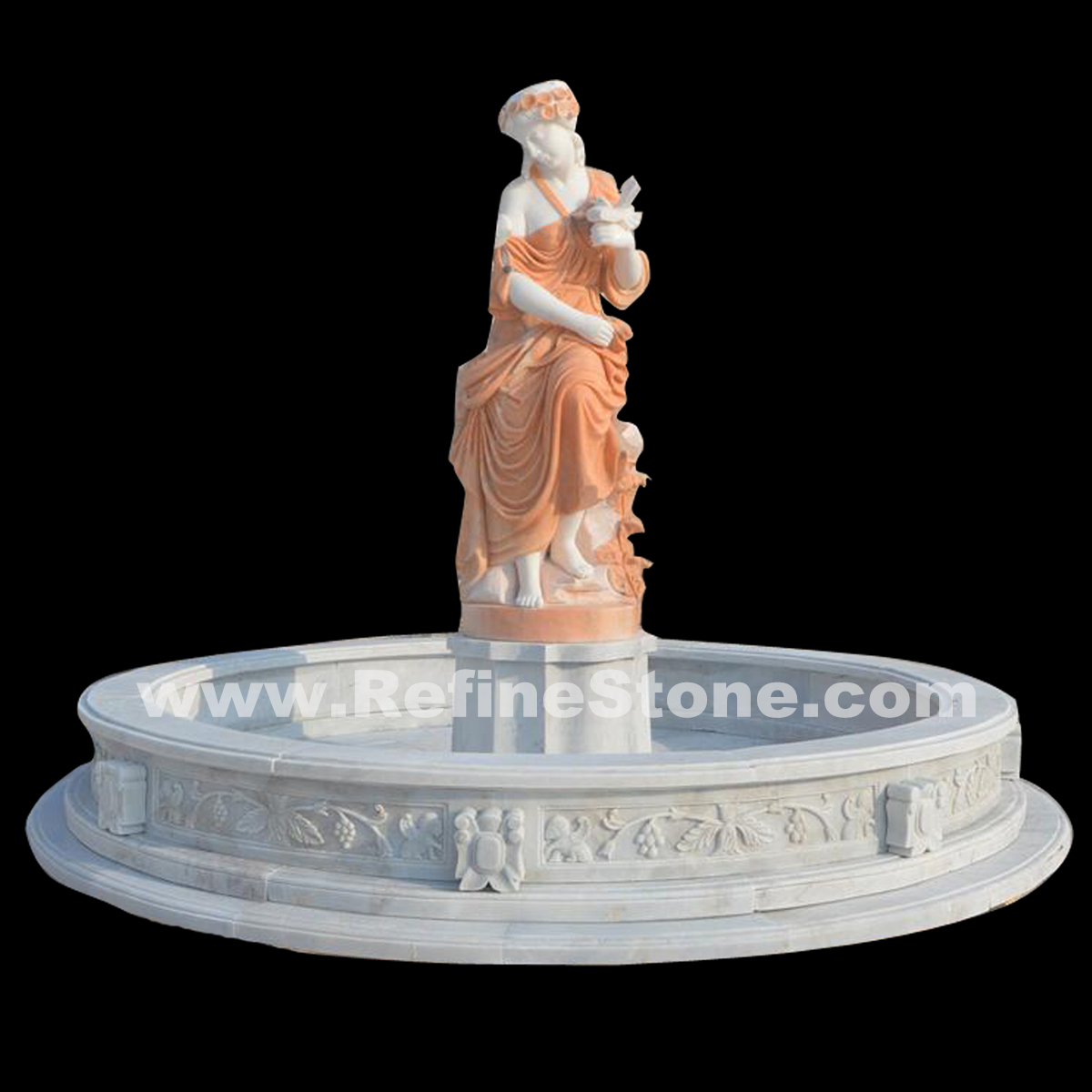 Carving Lady Statue Water Fountain Garden