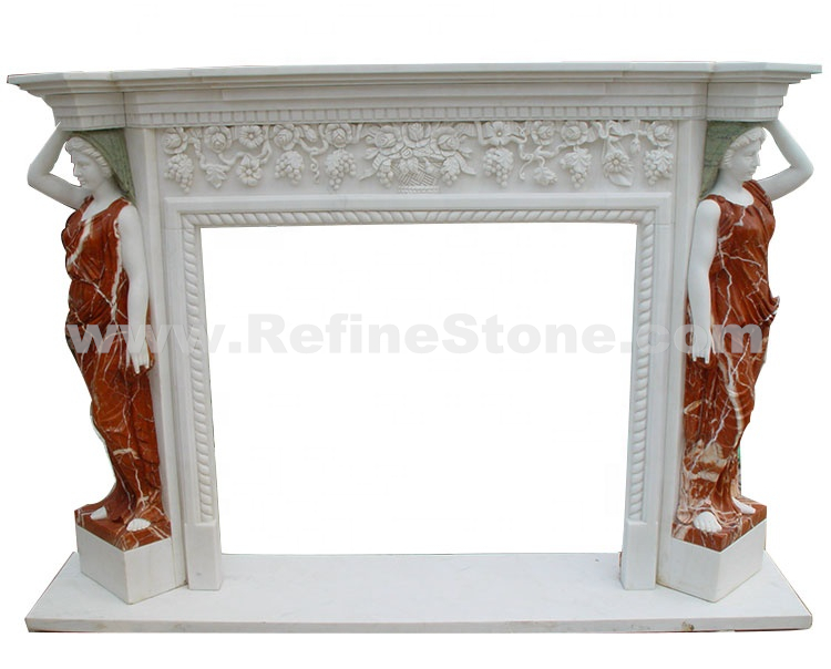 Figure Marble Carving Stone Fireplace