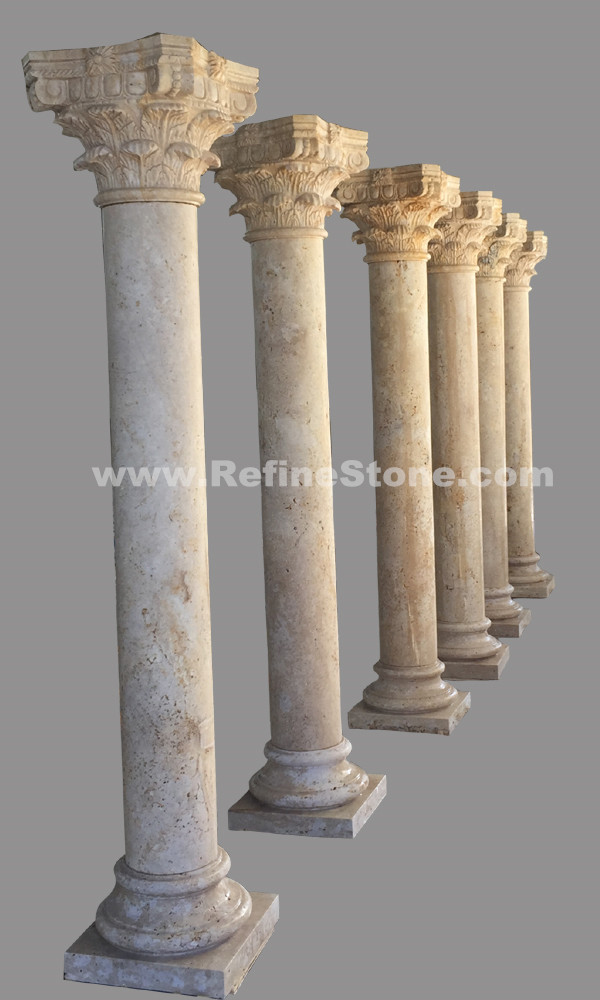 Travertine column carving