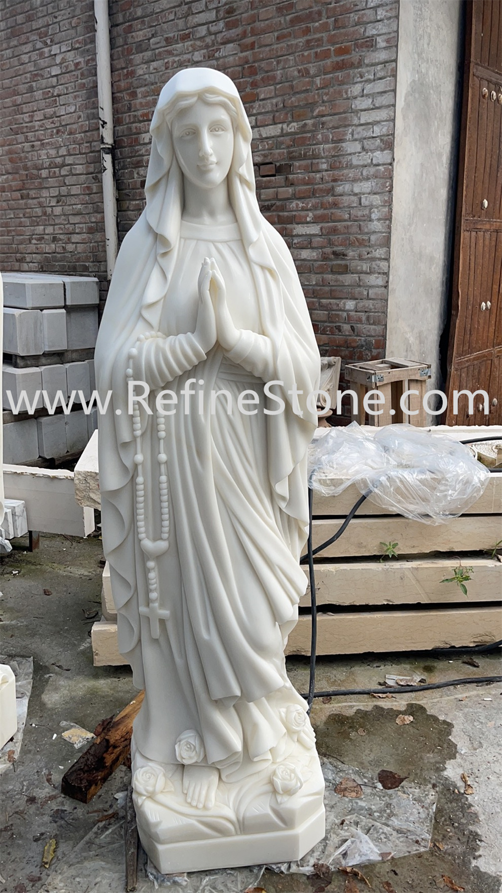 Life size virgin maria marble statue