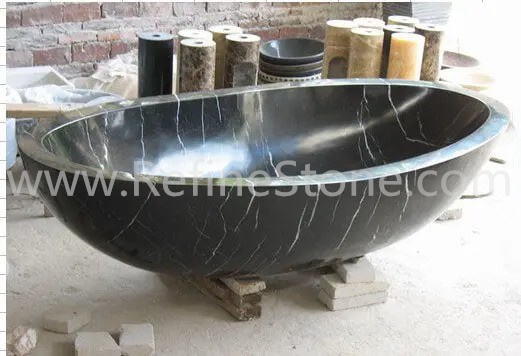 Black marble bathtub
